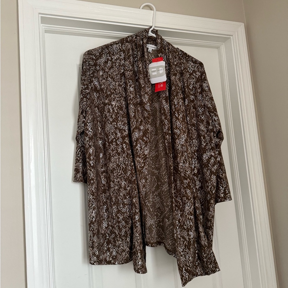 NWT Brown Snakeskin Cardigan Size Large